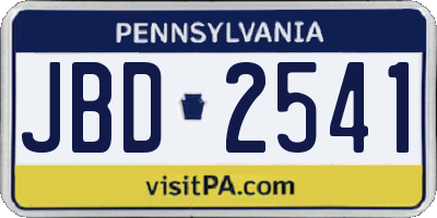 PA license plate JBD2541