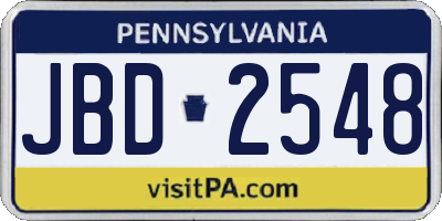 PA license plate JBD2548