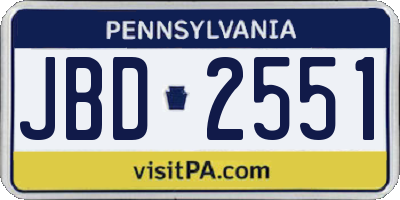 PA license plate JBD2551