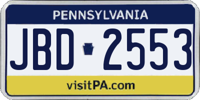 PA license plate JBD2553