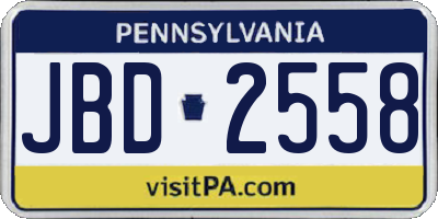 PA license plate JBD2558