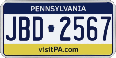 PA license plate JBD2567