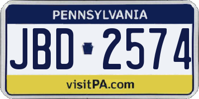 PA license plate JBD2574