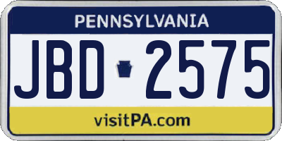 PA license plate JBD2575
