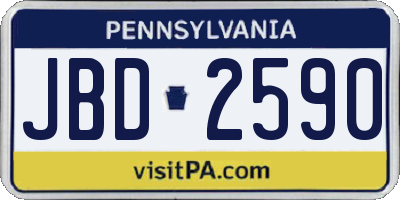 PA license plate JBD2590