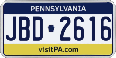 PA license plate JBD2616