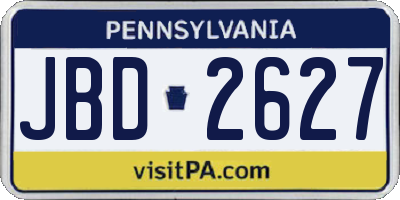 PA license plate JBD2627