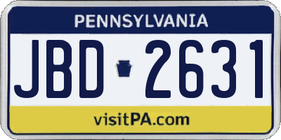 PA license plate JBD2631
