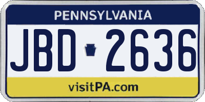 PA license plate JBD2636