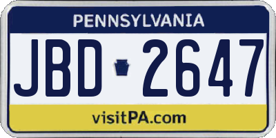 PA license plate JBD2647