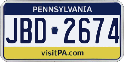 PA license plate JBD2674