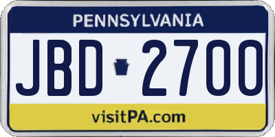 PA license plate JBD2700