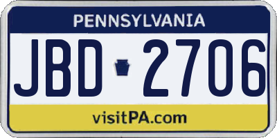 PA license plate JBD2706
