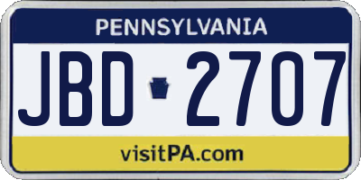 PA license plate JBD2707