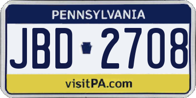 PA license plate JBD2708