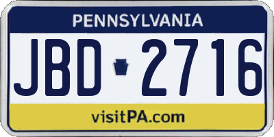 PA license plate JBD2716