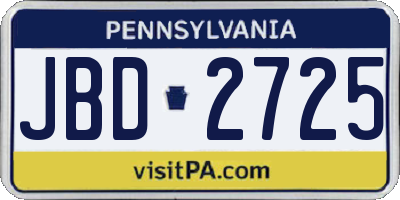 PA license plate JBD2725