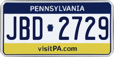PA license plate JBD2729