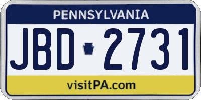 PA license plate JBD2731