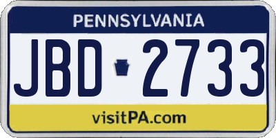 PA license plate JBD2733