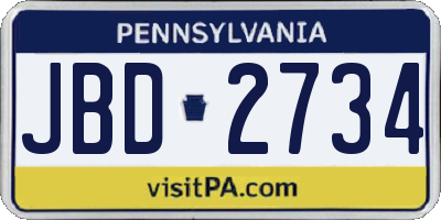 PA license plate JBD2734