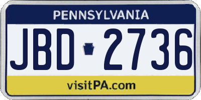 PA license plate JBD2736