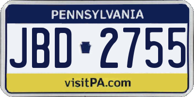 PA license plate JBD2755