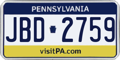 PA license plate JBD2759