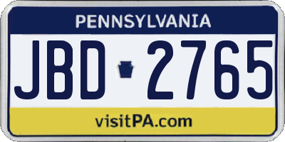 PA license plate JBD2765