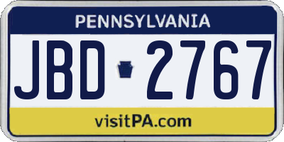 PA license plate JBD2767