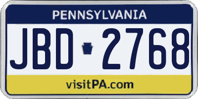 PA license plate JBD2768