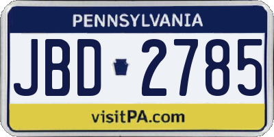 PA license plate JBD2785