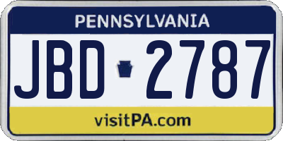 PA license plate JBD2787