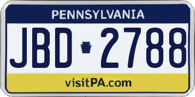 PA license plate JBD2788