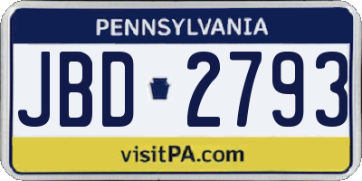 PA license plate JBD2793