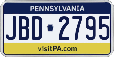 PA license plate JBD2795