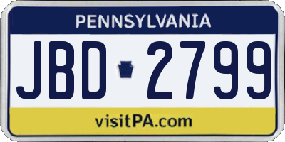 PA license plate JBD2799