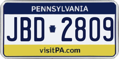 PA license plate JBD2809