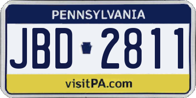PA license plate JBD2811