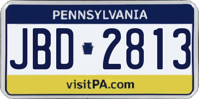 PA license plate JBD2813