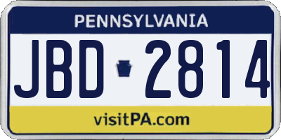 PA license plate JBD2814