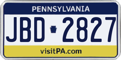 PA license plate JBD2827