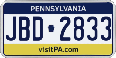 PA license plate JBD2833