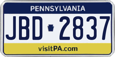 PA license plate JBD2837