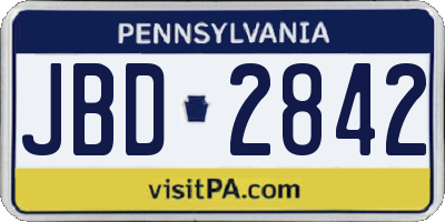 PA license plate JBD2842
