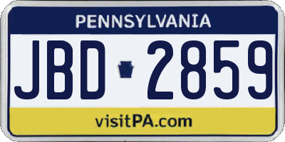 PA license plate JBD2859