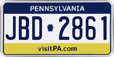 PA license plate JBD2861