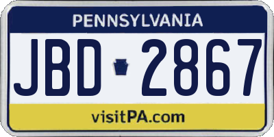 PA license plate JBD2867