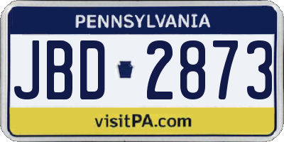 PA license plate JBD2873