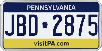PA license plate JBD2875